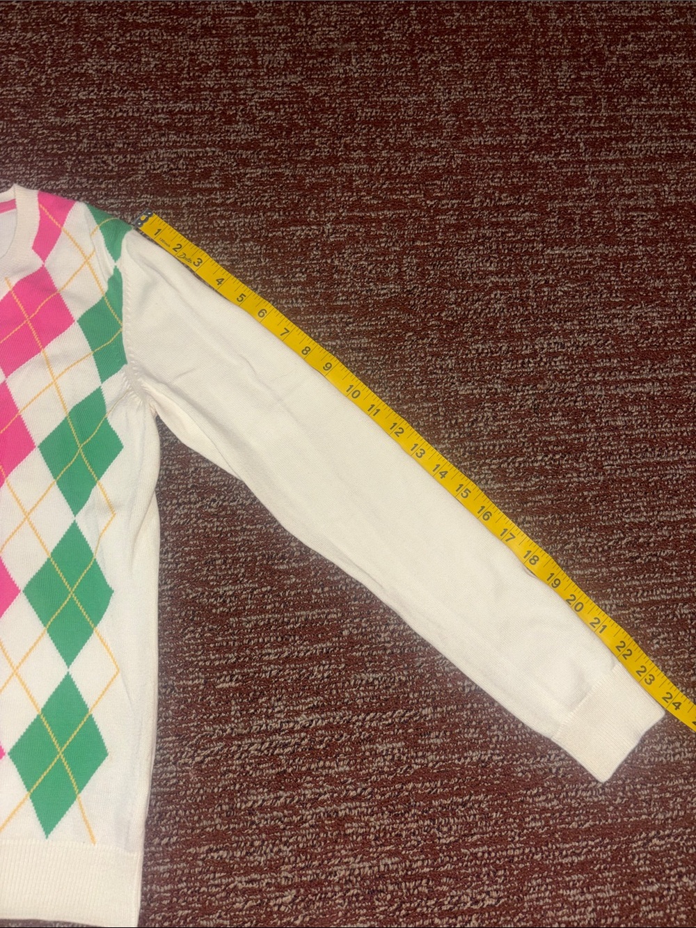 Vintage Lilly Pulitzer cream argyle long sleeve cotton sweater colorful girly S - Picture 7 of 11